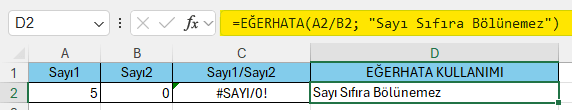 Eğerhata formülü nedir? Eğerhata formülü ile ilgili örnek çalışma. Eğerhata formülü ile ilgilir örnek uygulama
